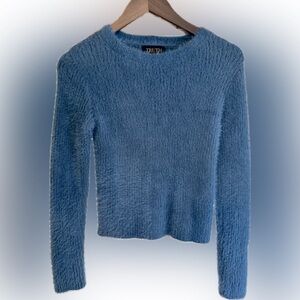 Truth Women's Fuzzy Blue Crew Neck Sweater